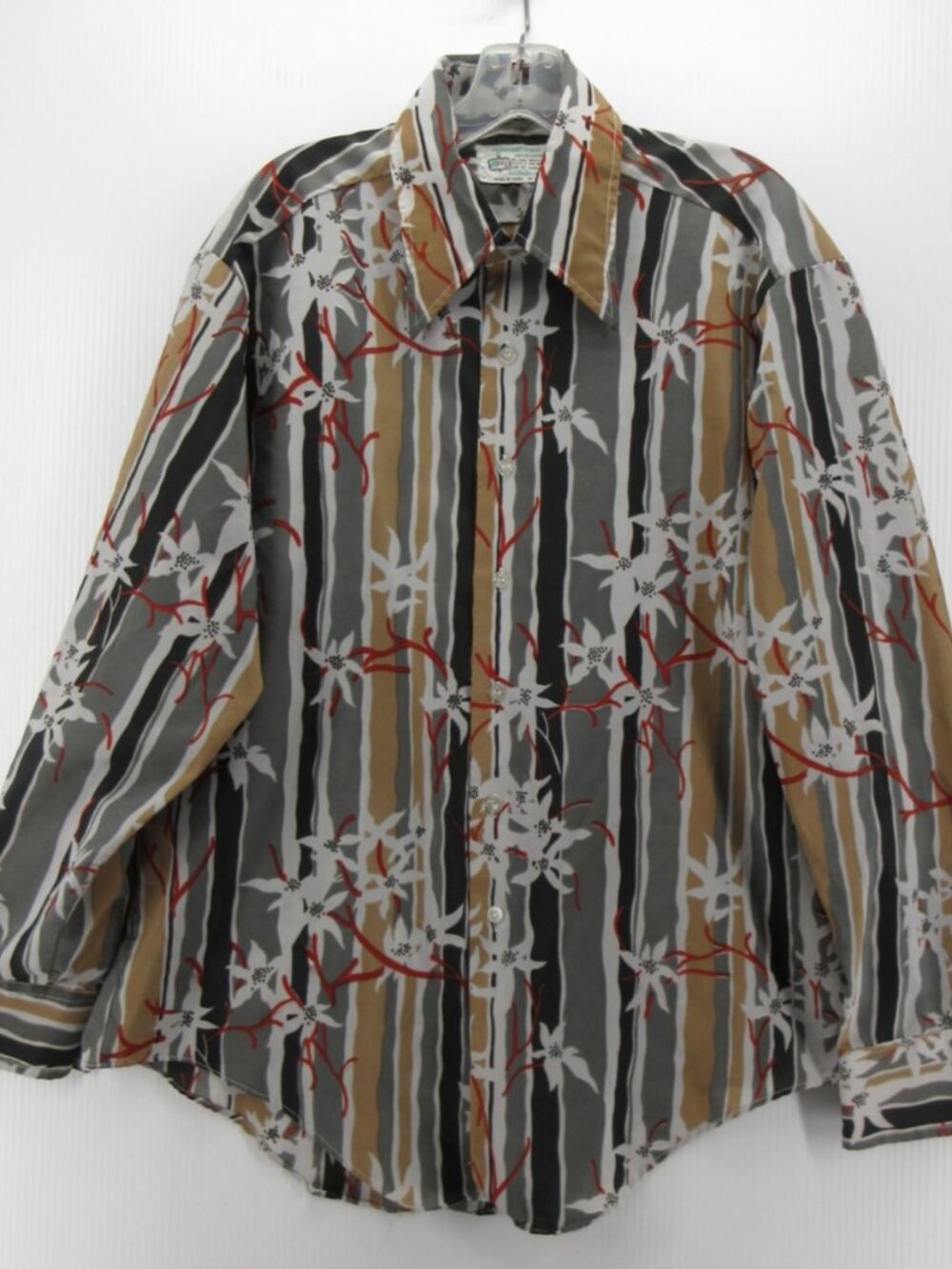 VINTAGE Kmart Shirt Large 70s 80s Mod Leisure Disco Abstract Floral *